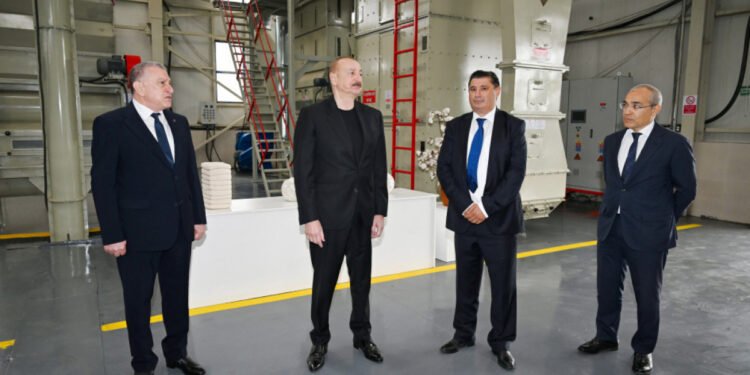 Prezident Sabirabadda pambıq emalı zavodunun fəaliyyəti ilə tanış oldu - FOTOLAR