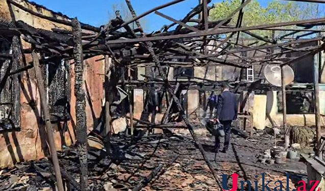 Masallıda baba və nəvə yanaraq öldü - Fotolar